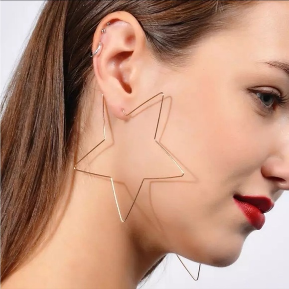 Boho Silver Star Wire earrings - Picture 2 of 8